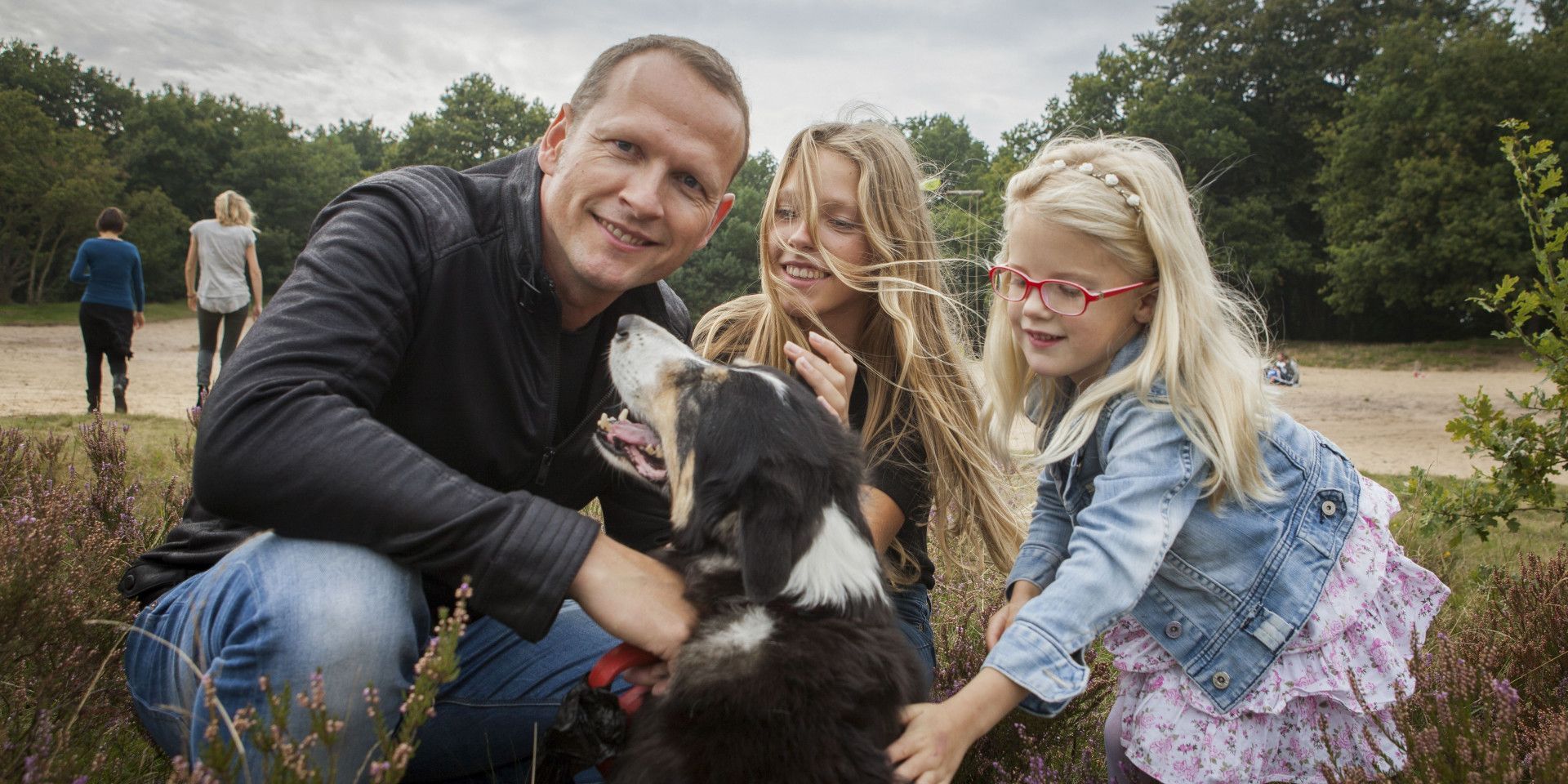 family with dog